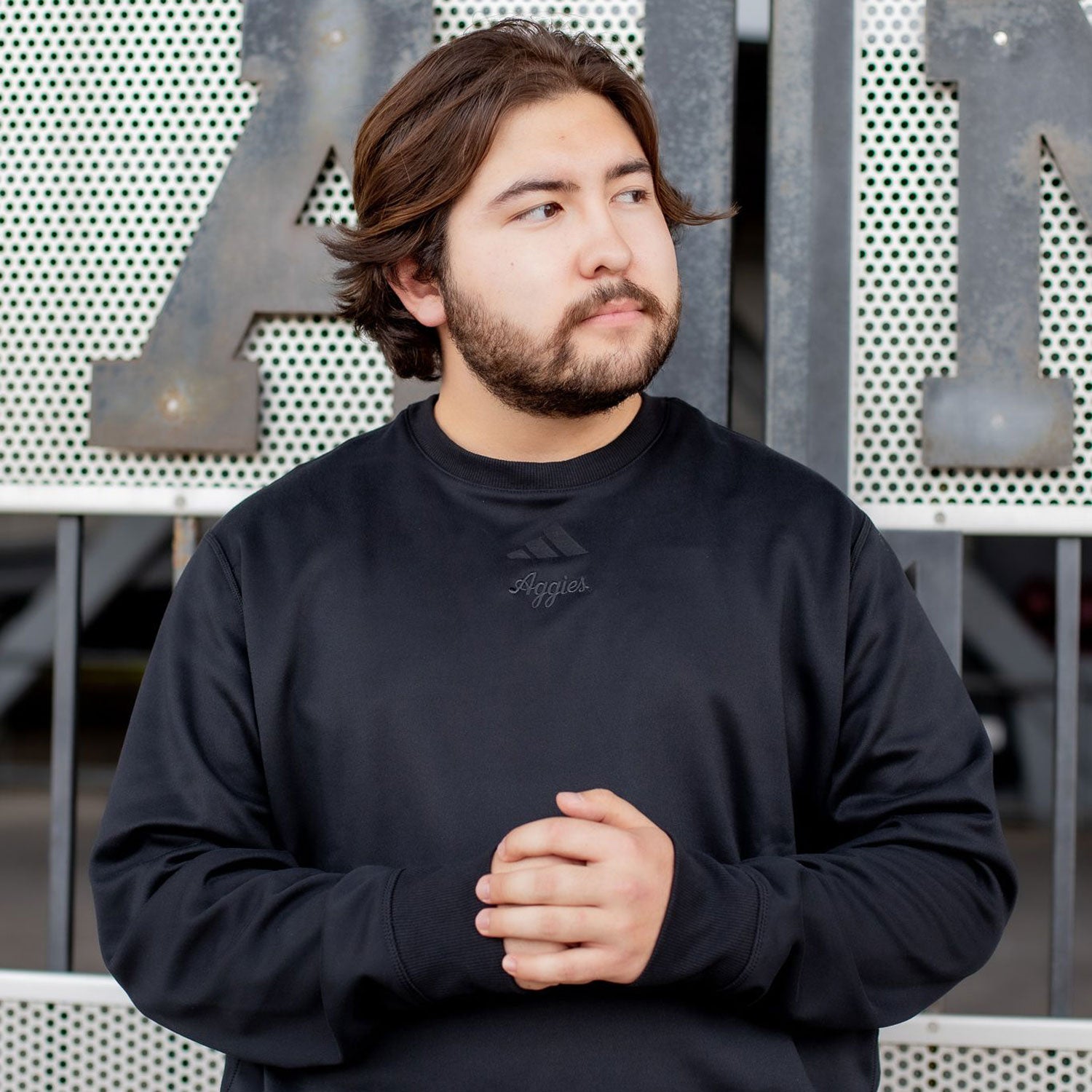 Script Aggies Adidas Ultimate Cozy Crewneck - Black