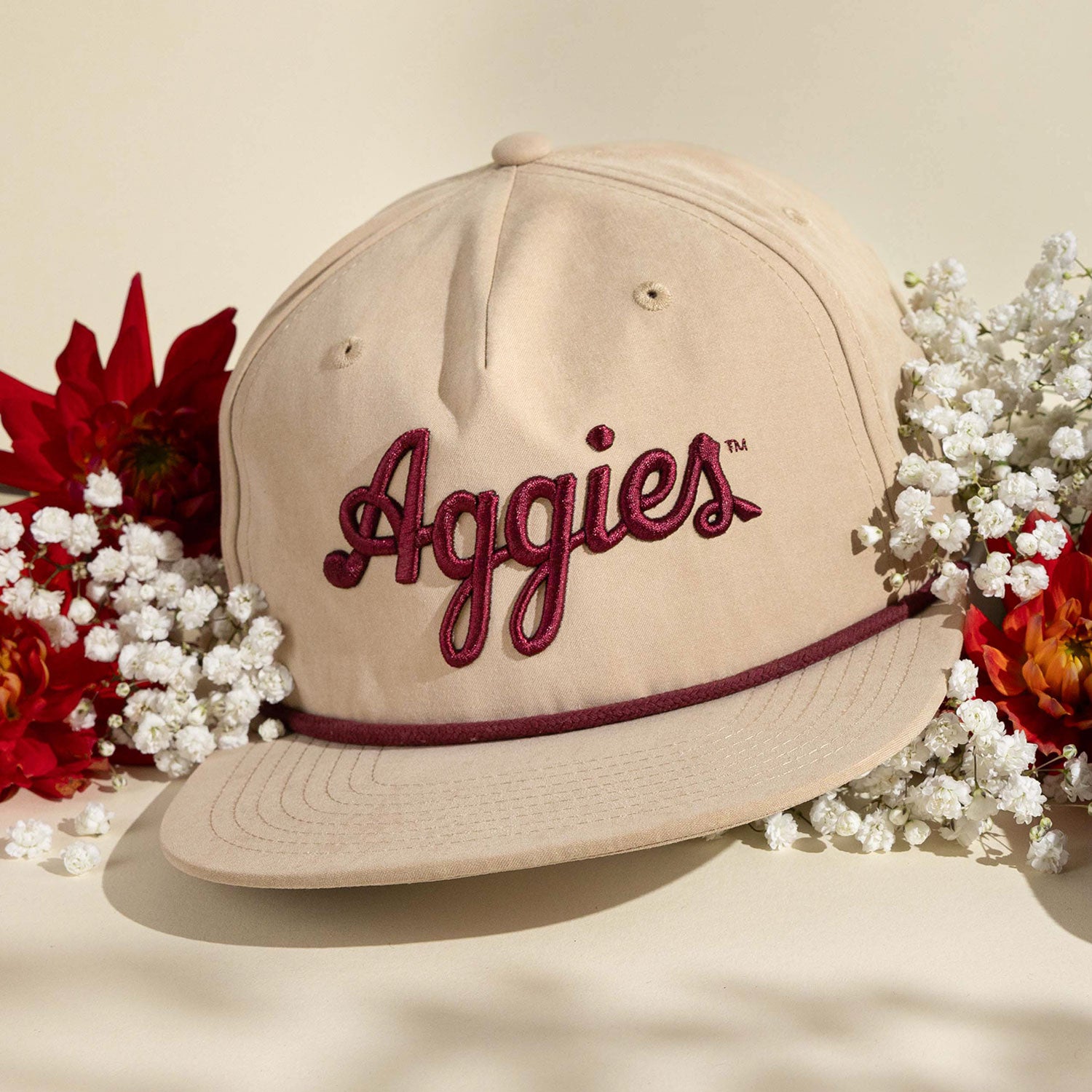 Script Aggies Collegiate Outfitters Rope Cap - Tan