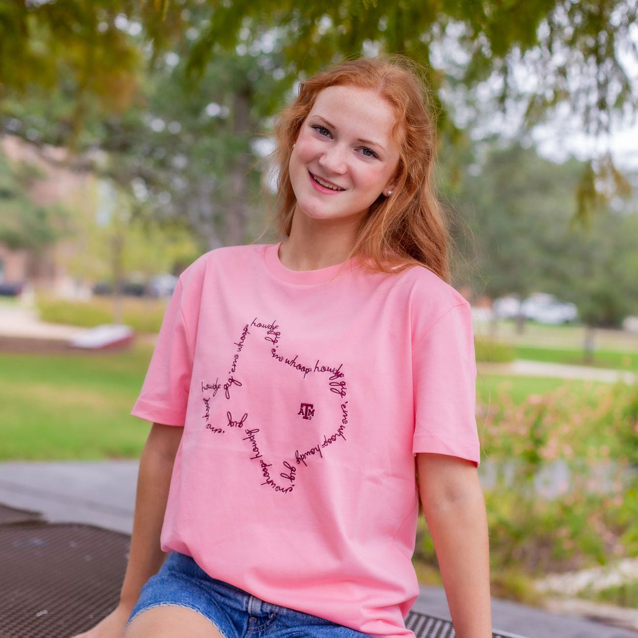 Texas A&M Collegiate Outfitters Embroidered Texas T-Shirt - Pink