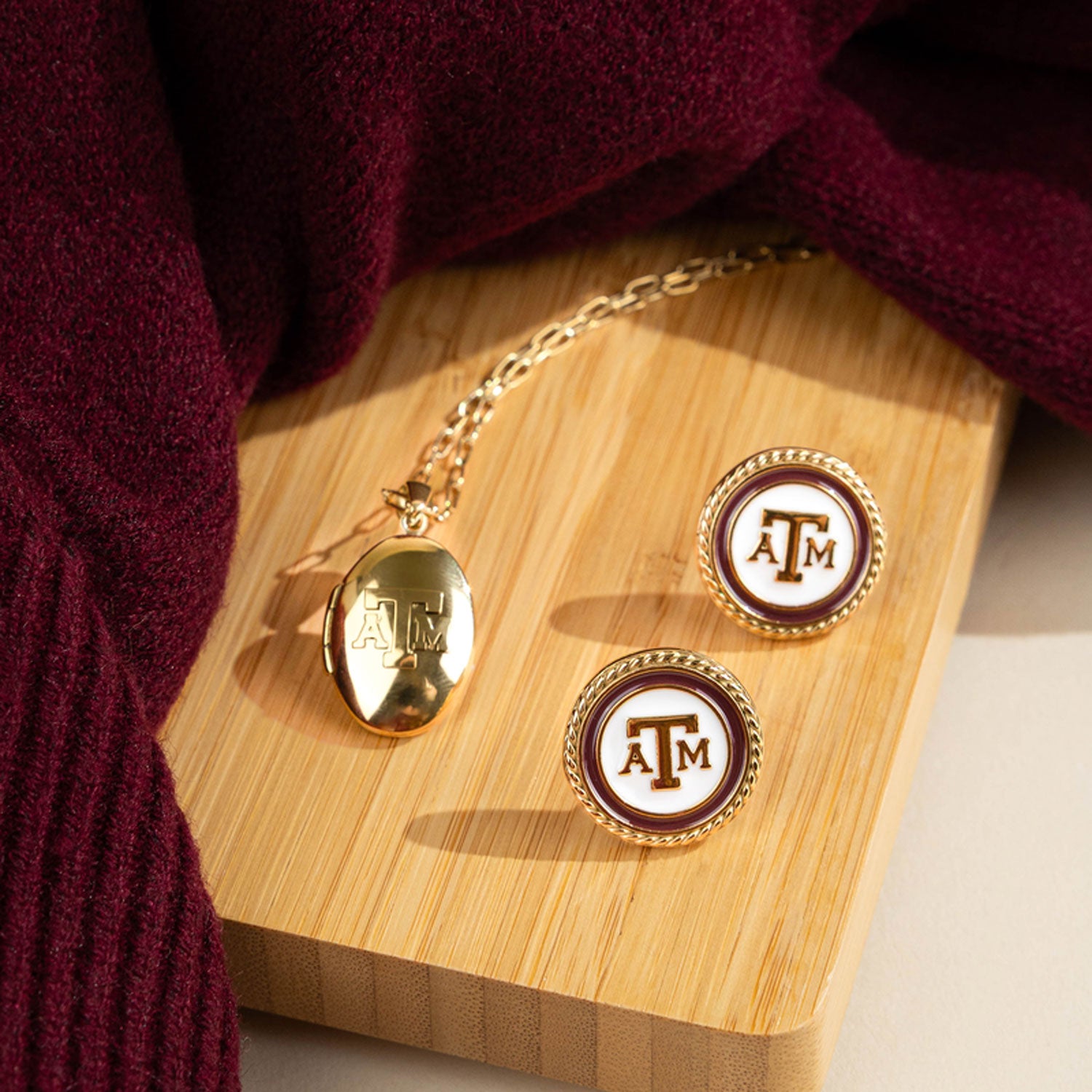 Texas A&M Heritage Stud Earrings - Gold