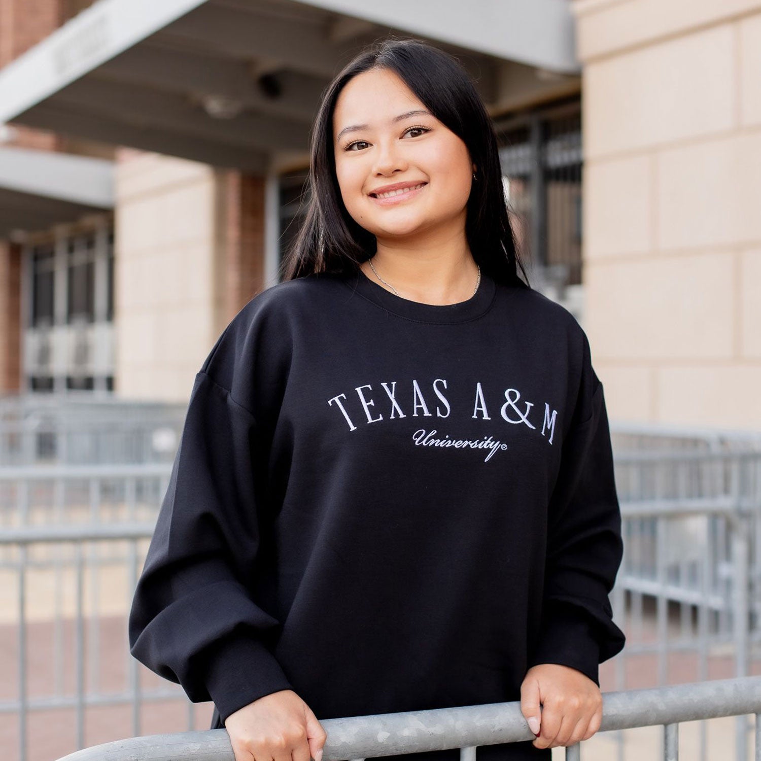 Texas A&M University League Embroidered Crewneck - Black