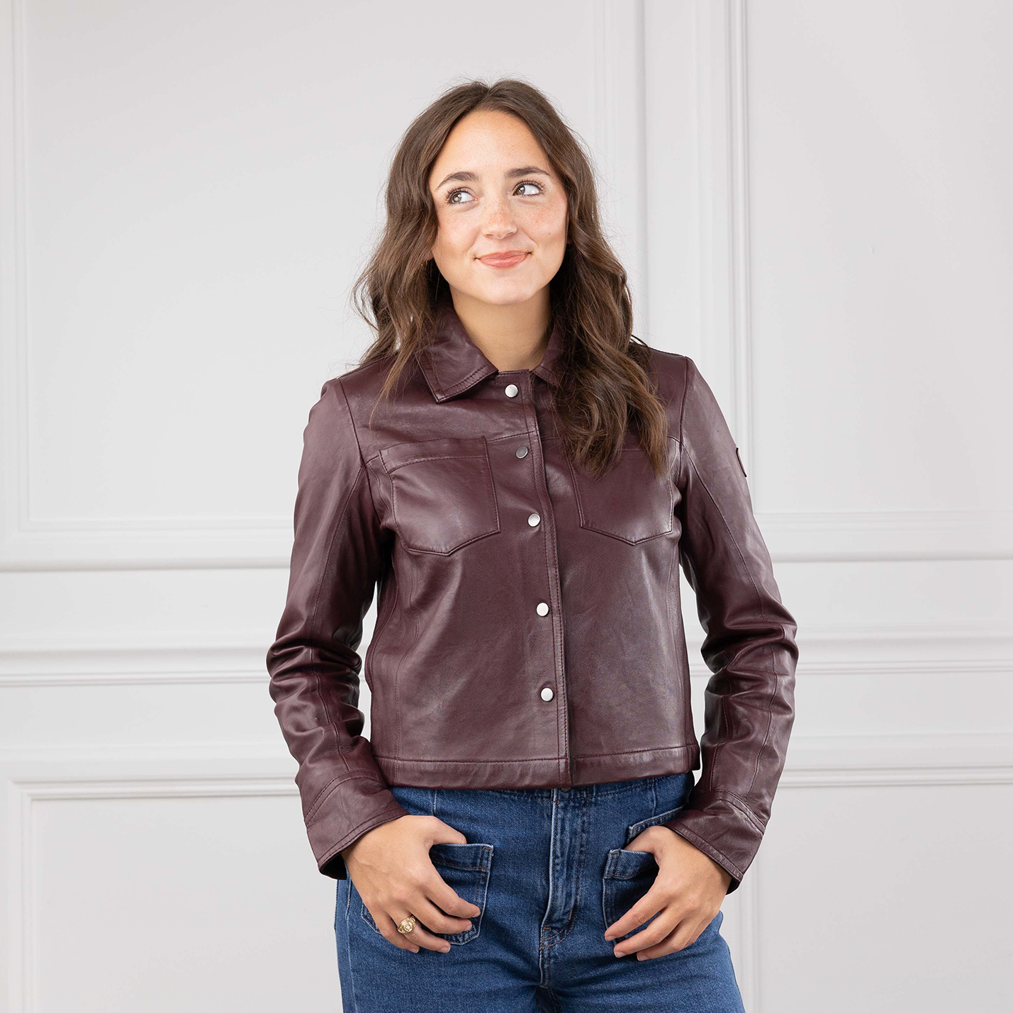 Mauritius Women's Lightweight Leather Jacket - Maroon