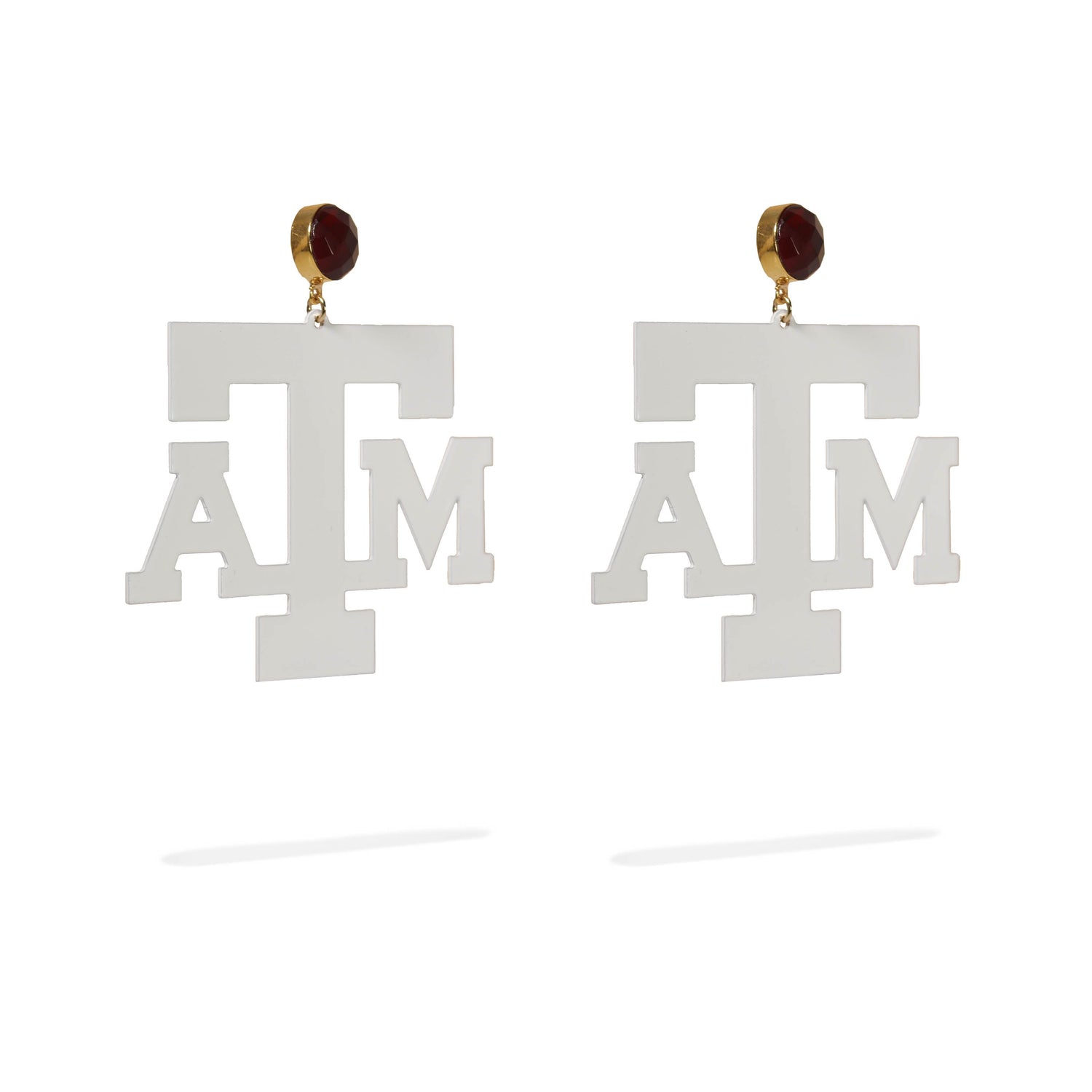 Texas A&M White Logo Garnet Earrings