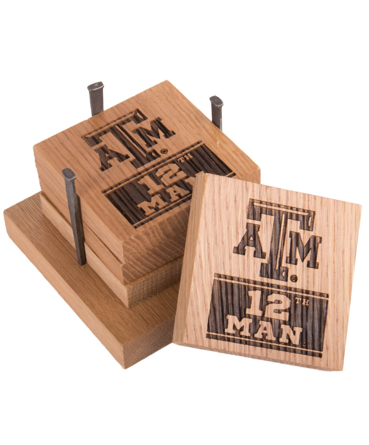 Texas A&M 12th Man Wine Barrel Coaster Set
