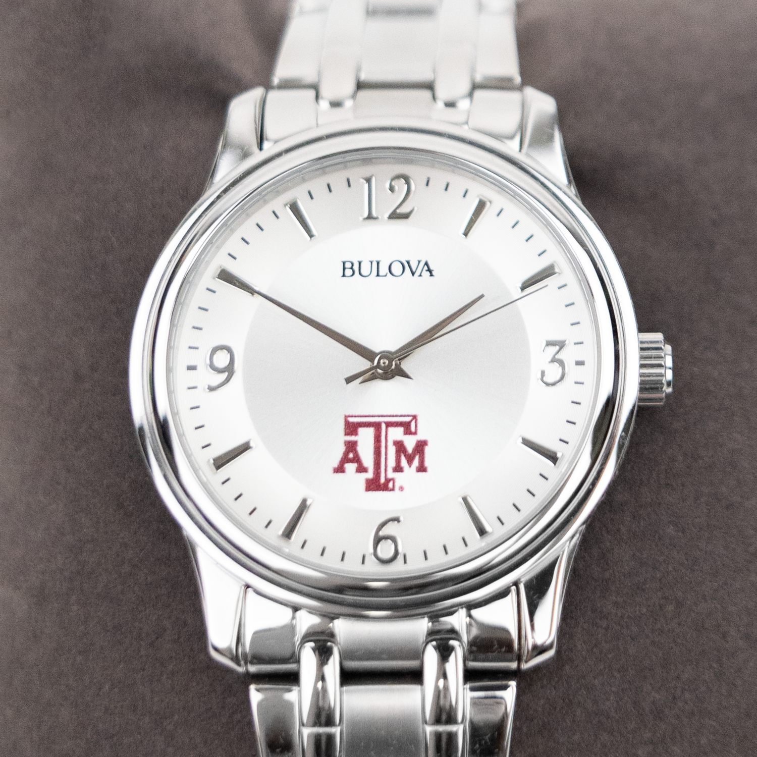 Texas A&M Bulova Silver Circle Men's Watch
