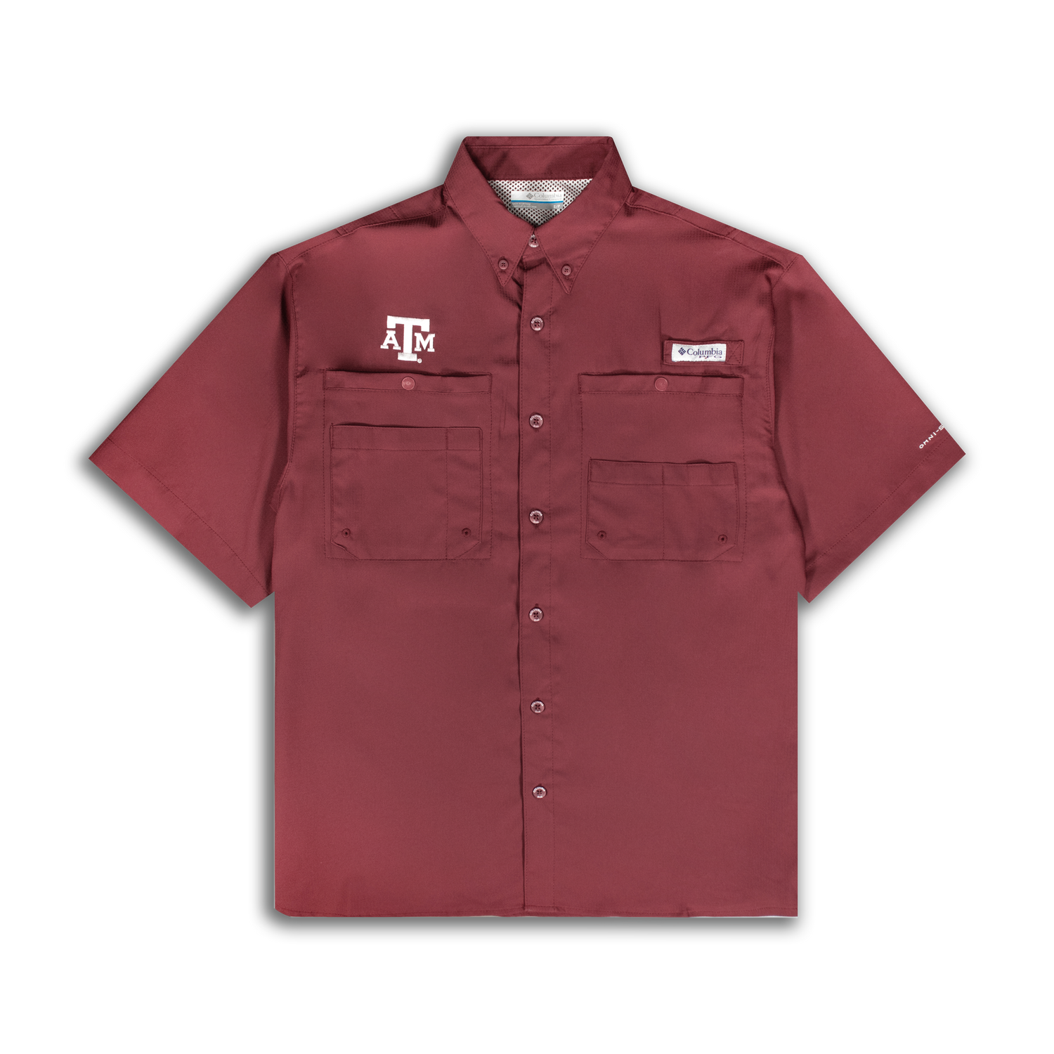 Texas A&M Columbia Tamiami Short Sleeve Maroon Fishing Shirt