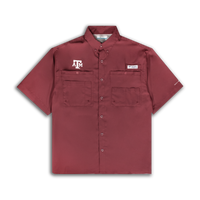 Texas A&M Columbia Tamiami Short Sleeve Maroon Fishing Shirt