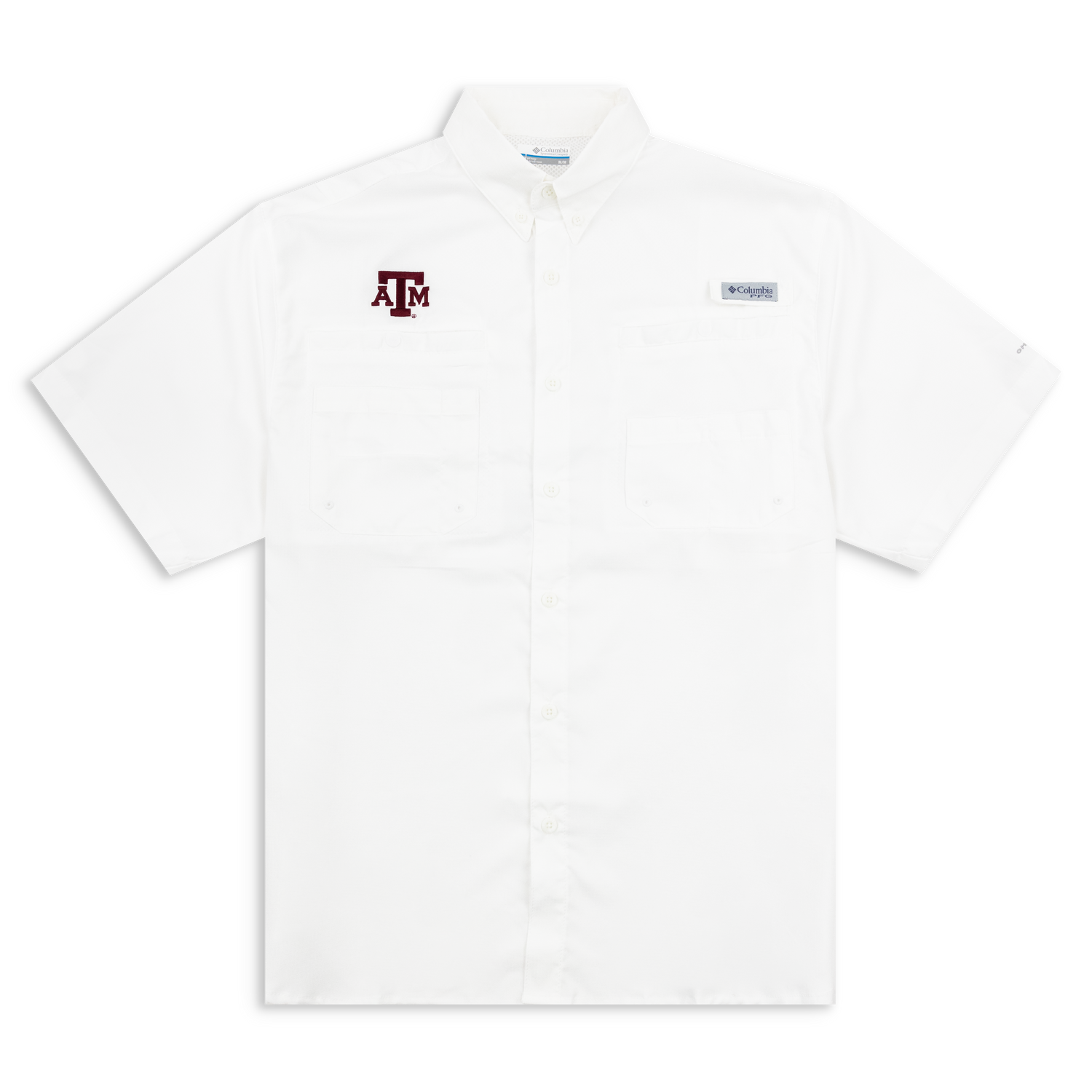 Texas A M Columbia Tamiami Short Sleeve White Fishing Shirt