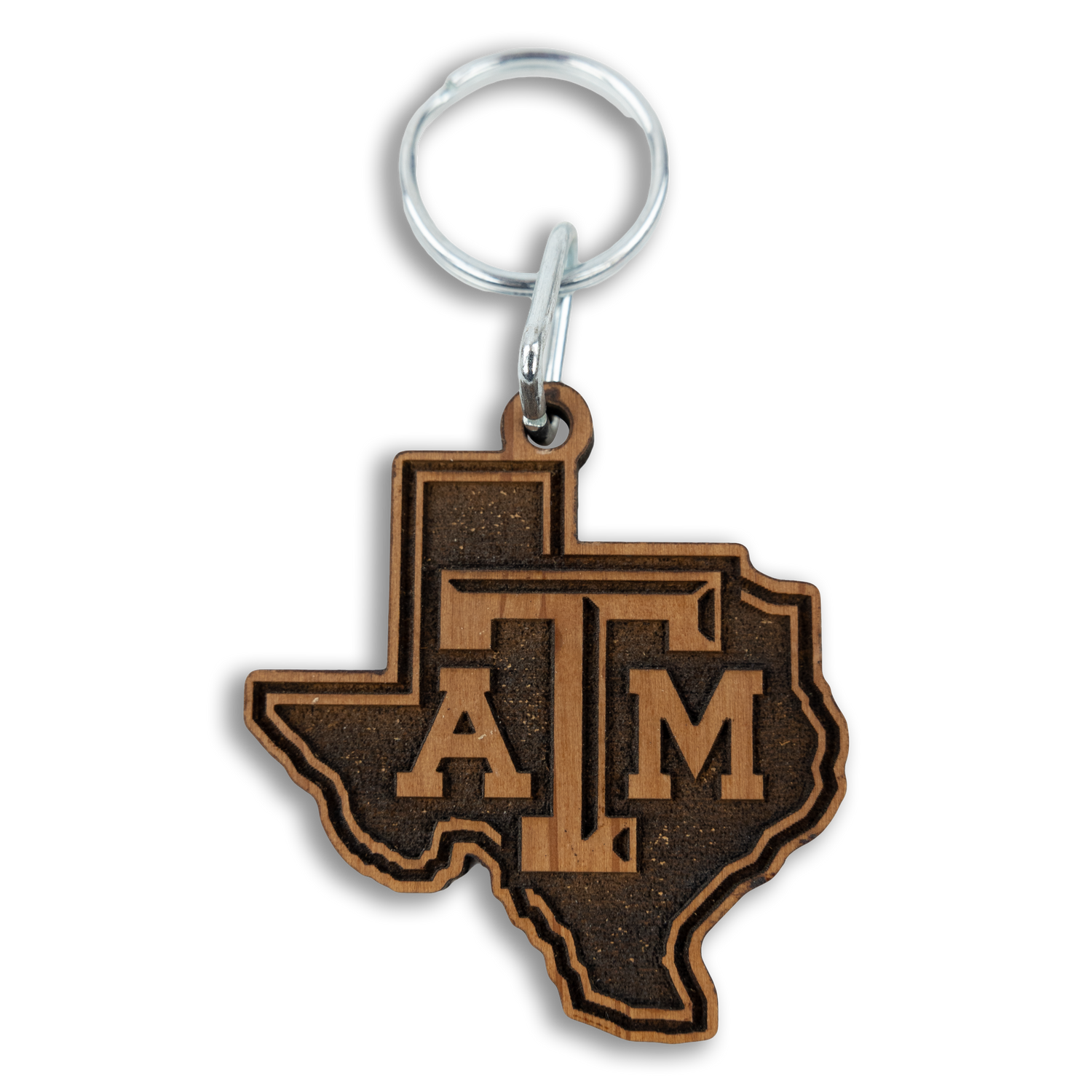 Texas A&M Lone Star Wood Keychain