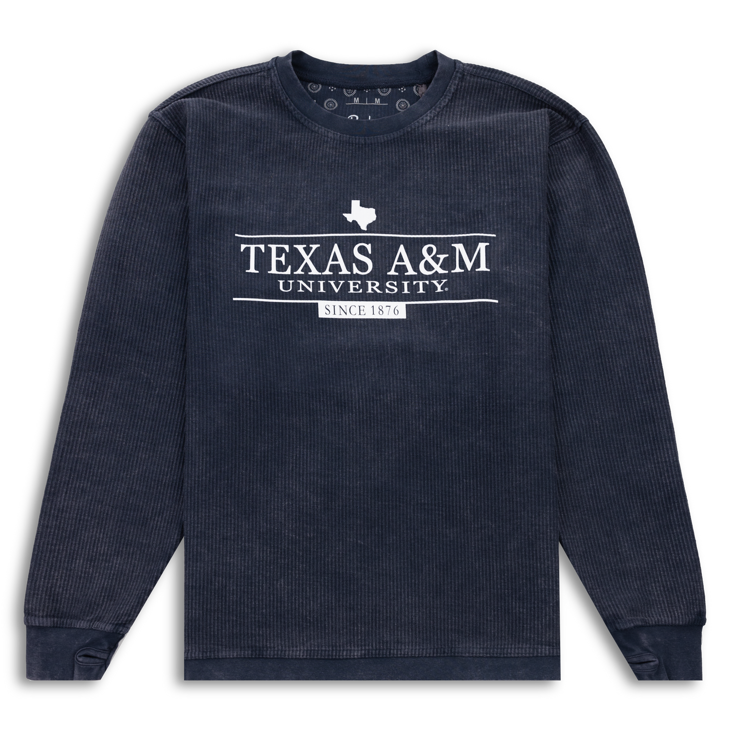 Texas A&M Navy Bar State Comfy Corduroy Pullover