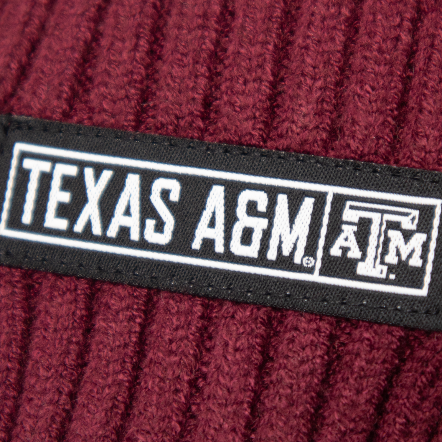 Texas A&M Knit Pom Beanie Maroon Block Logo