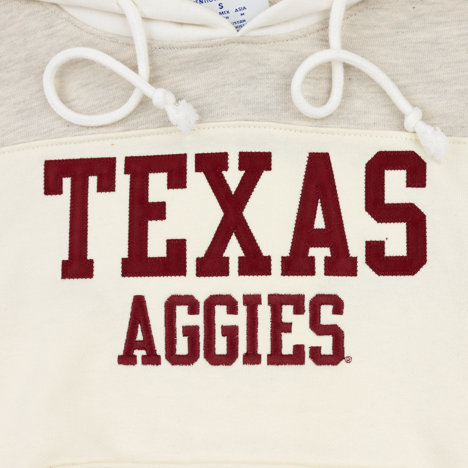 Texas Aggies Patchwork Oatmeal Crop Hoodie