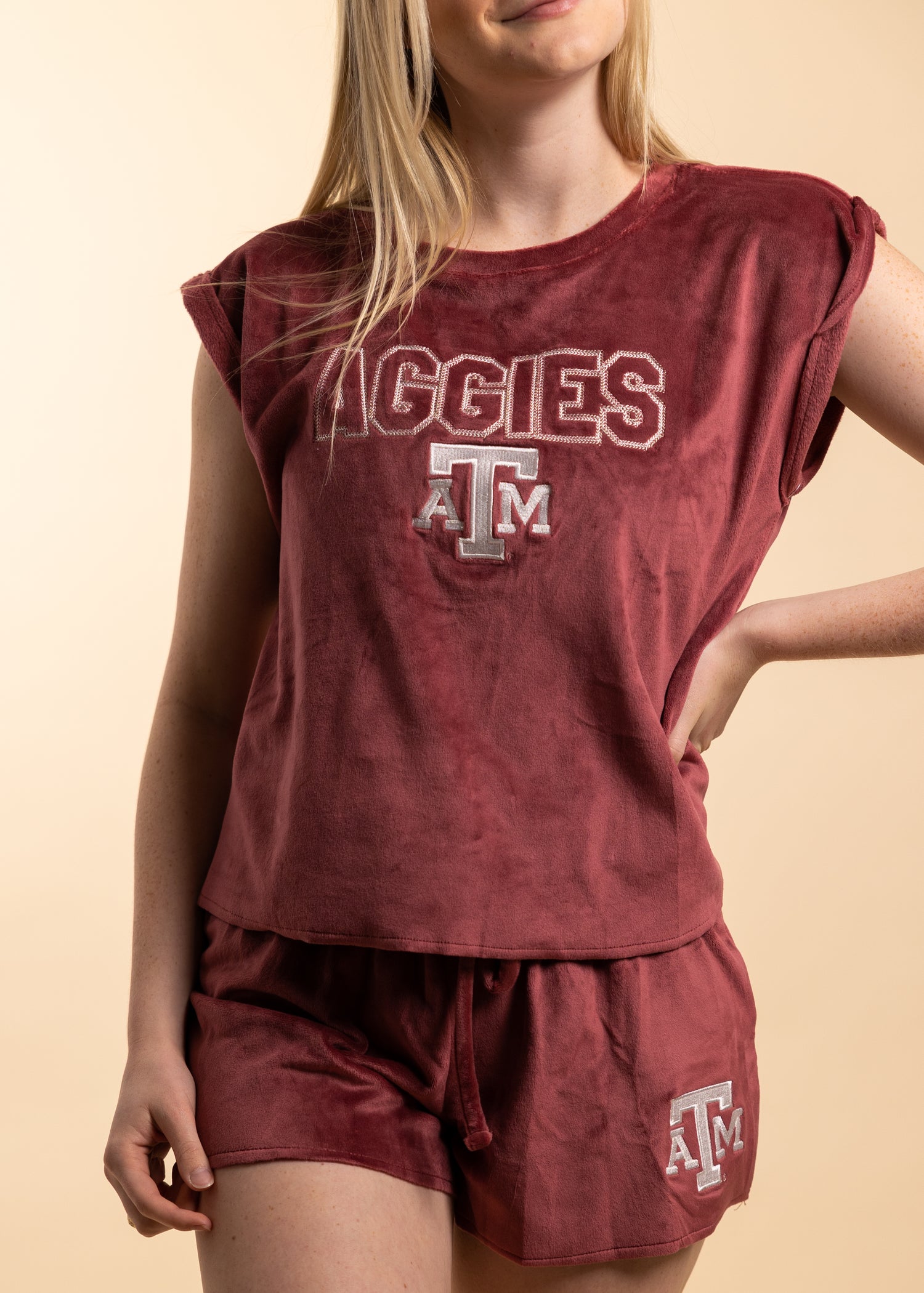 Aggies A&M Intermission Velour Top and Short Set