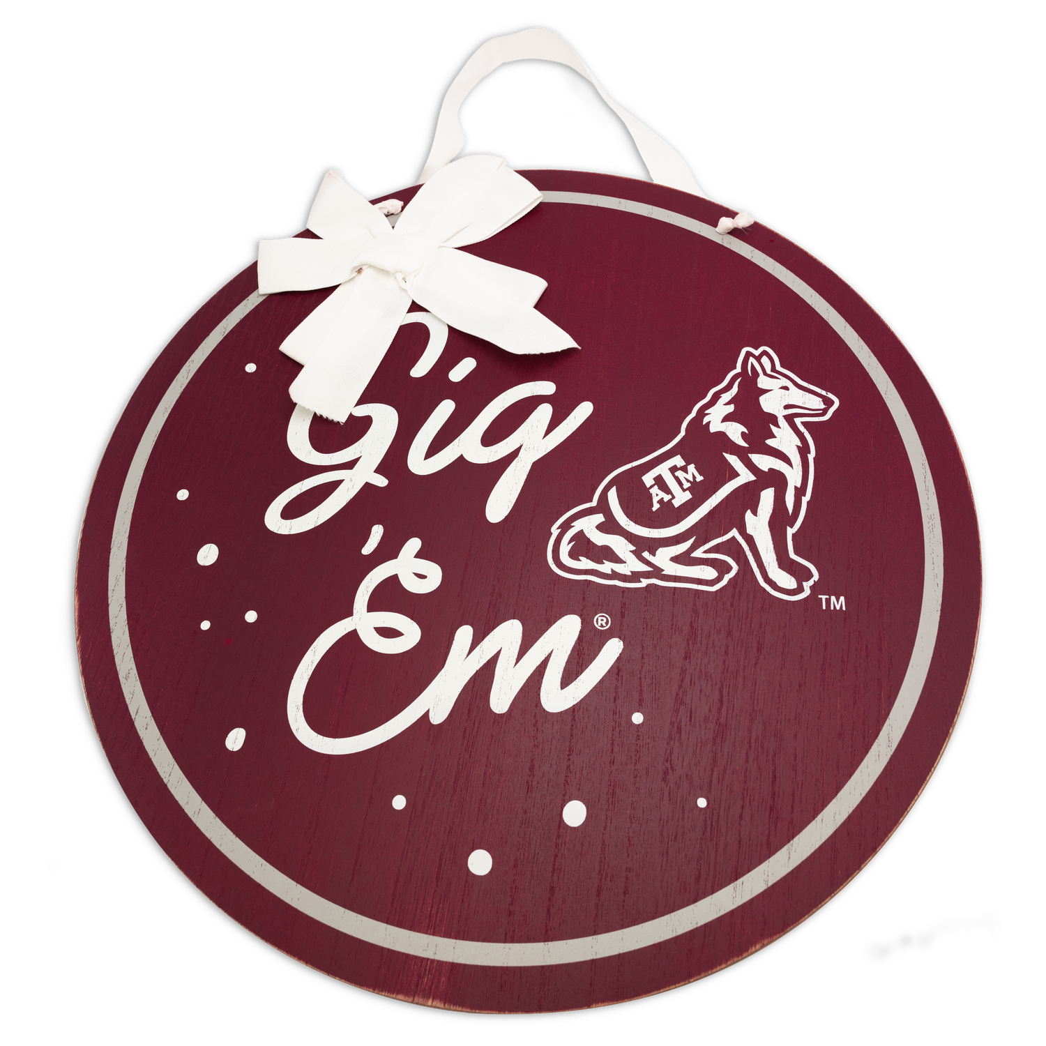 Gig 'Em Maroon Spirit Wooden Door Hanger