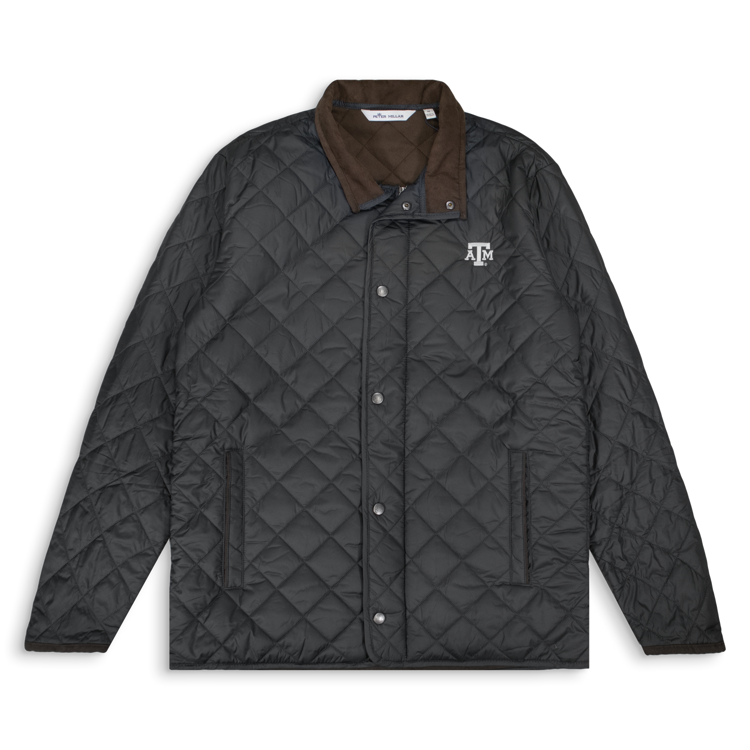 Texas A&M Peter Millar Black Suffolk Quilted Travel Coat