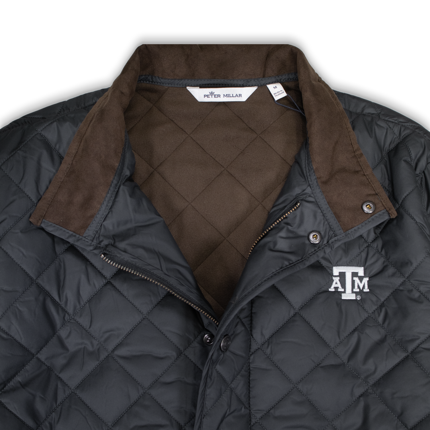 Texas A&M Peter Millar Black Suffolk Quilted Travel Coat