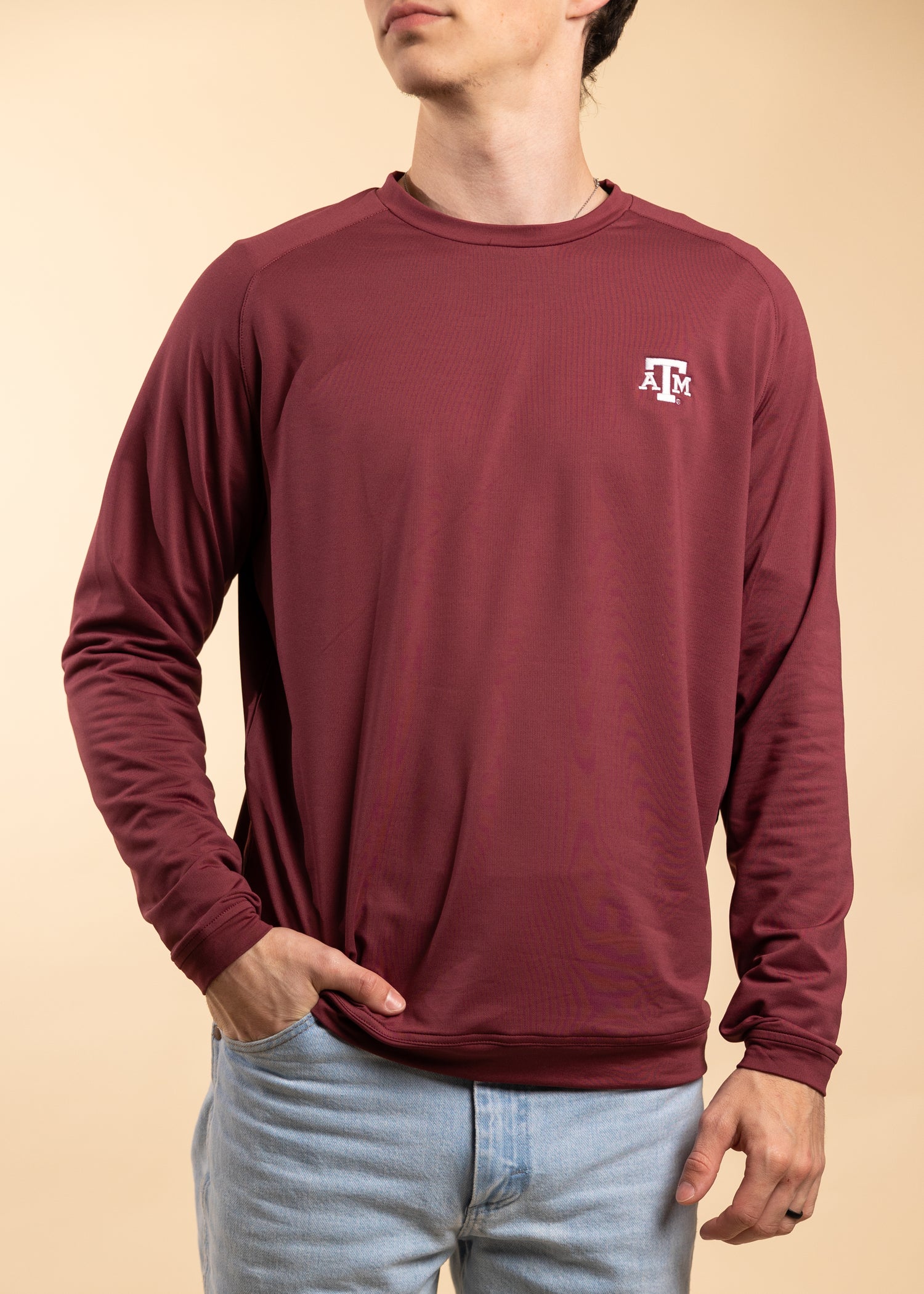 Texas A&M Peter Millar Maroon Cradle Performance Crewneck
