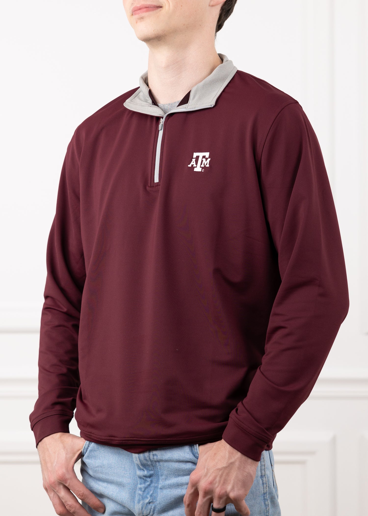 Texas A&M Peter Millar Perth Solid Maroon Quarter Zip