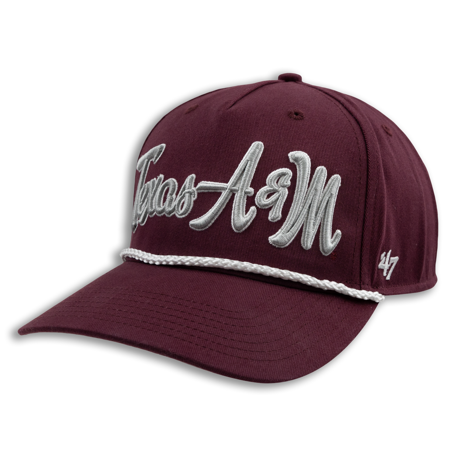 Texas A&M '47 Overhand Script Block T Side Hit Maroon Structured Hat