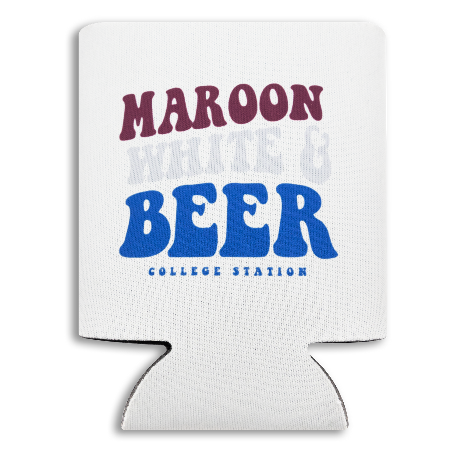 Maroon White & Beer Koozie