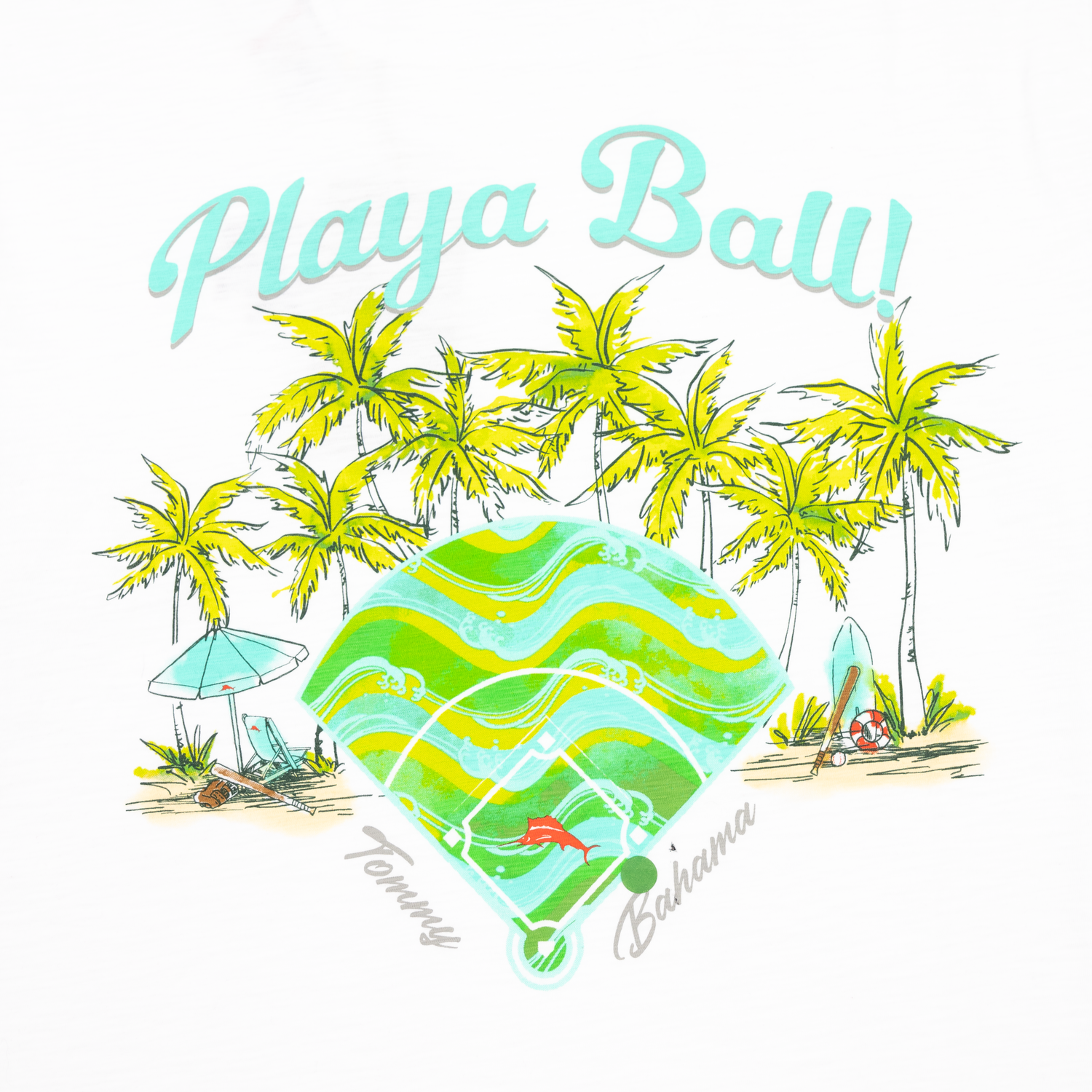Tommy Bahama Men's Baseball Playa Ball! Crewneck T-Shirt