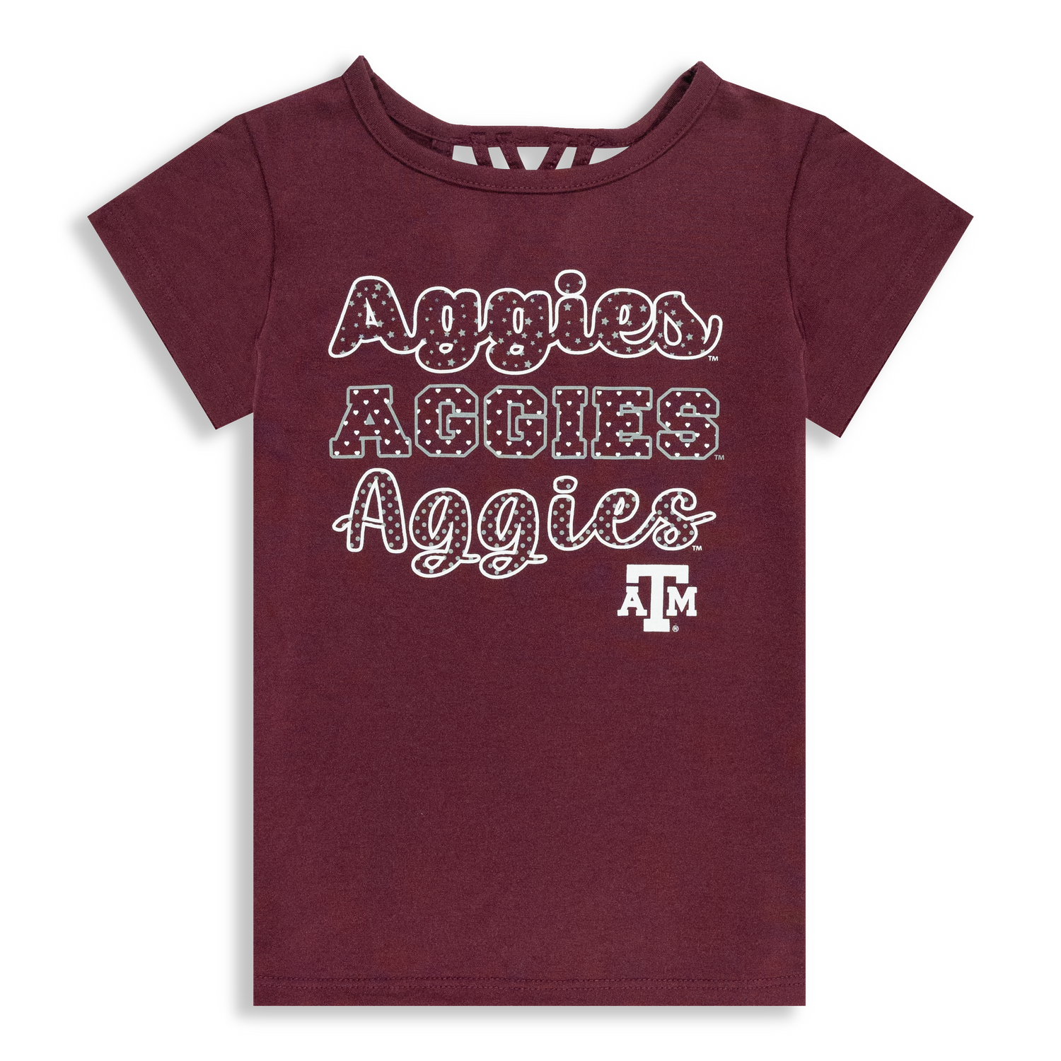 Aggie Maroon Pretty Script Strappy Girls Tee