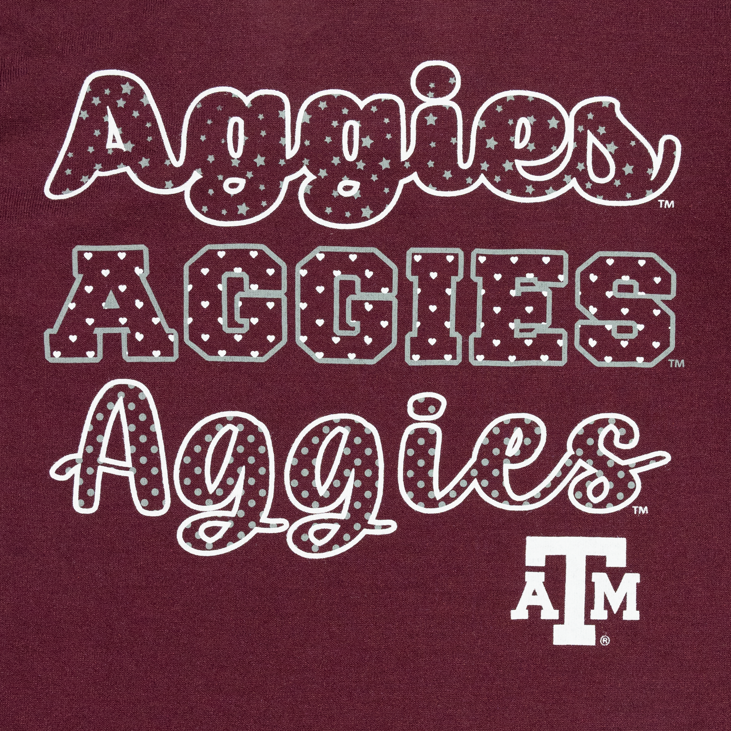 Aggie Maroon Pretty Script Strappy Girls Tee