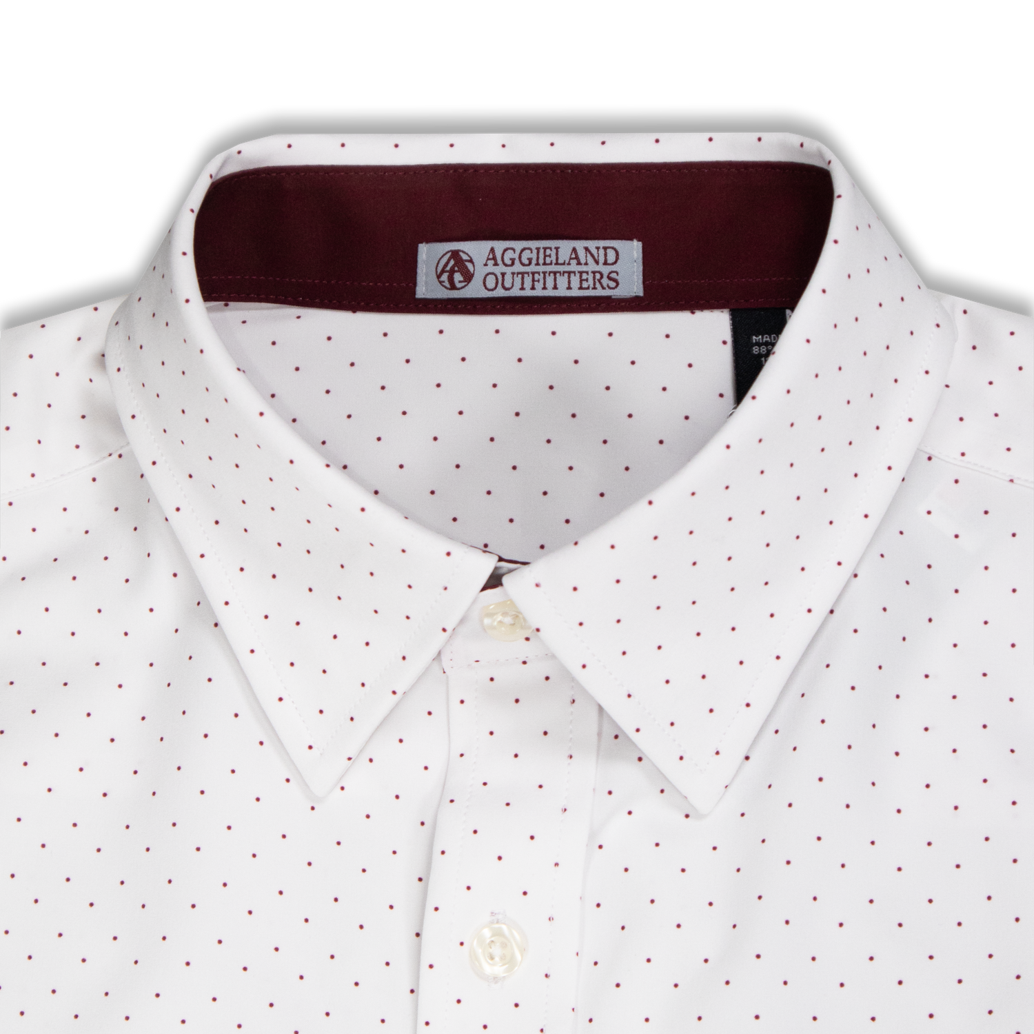 Maroon and top white dress shirt
