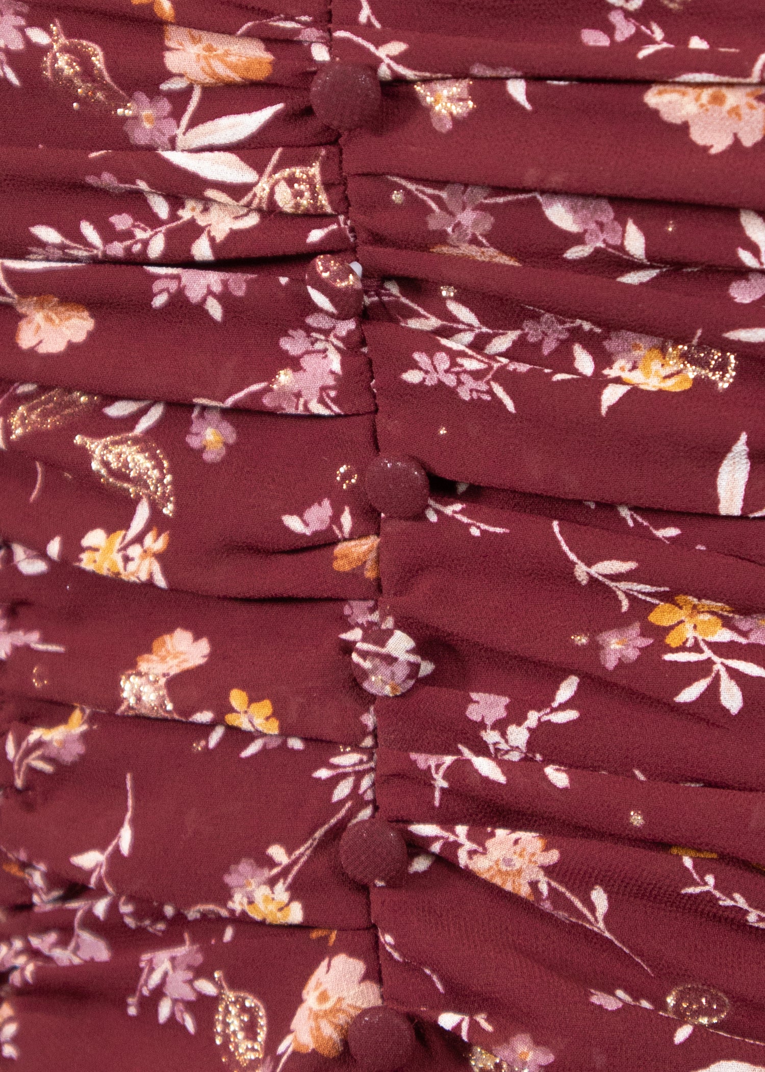 Floral Ruched LS Blouse