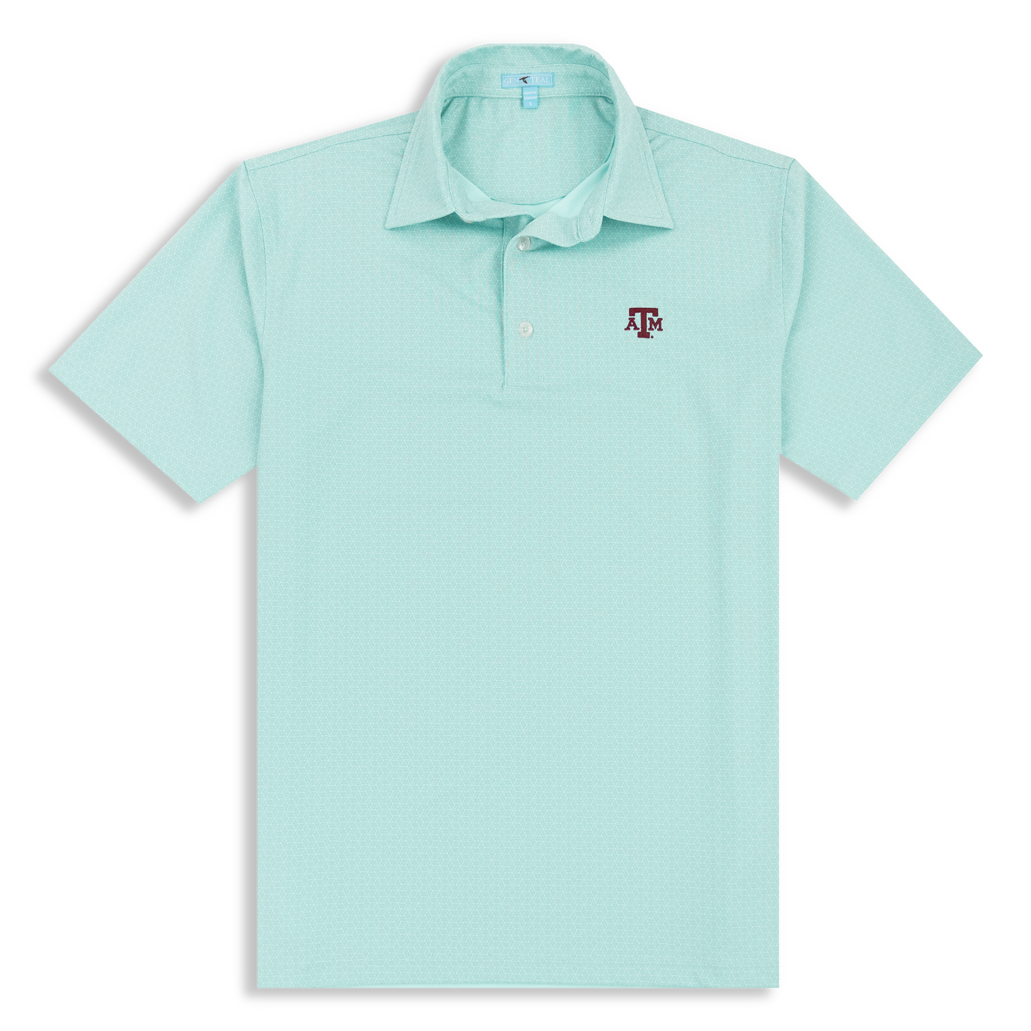Texas A&M Triangle Printed Aqua Performance Polo