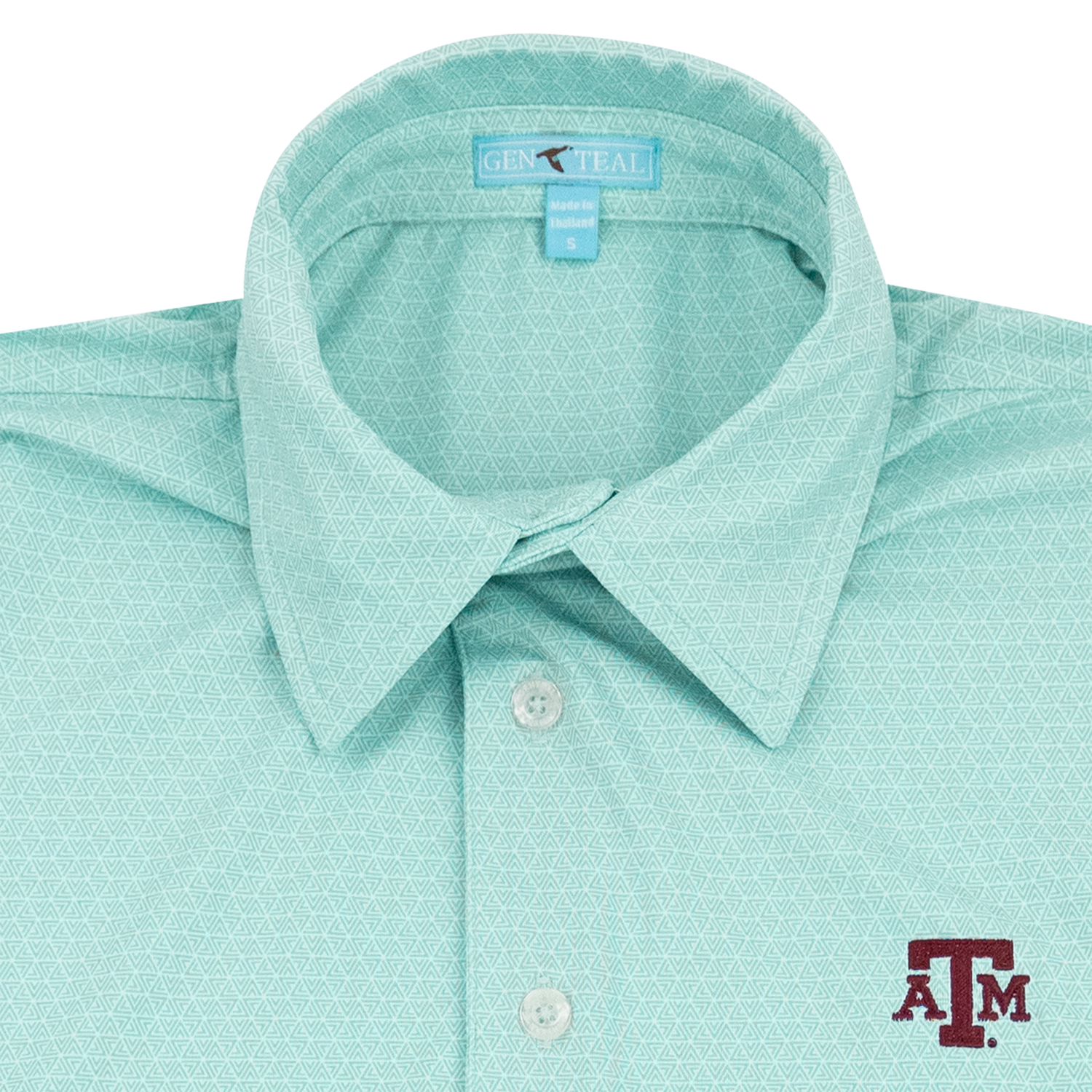 Texas A&M Triangle Printed Aqua Performance Polo