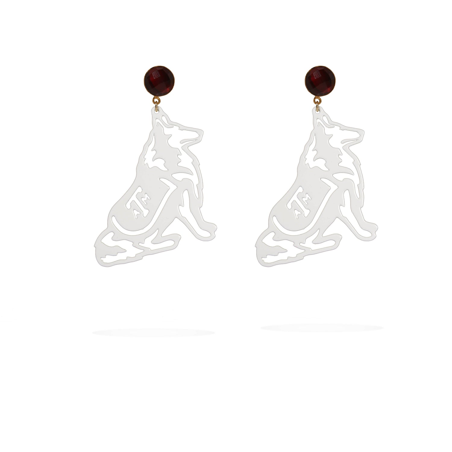 Texas A&M White Reveille Garnet Earrings