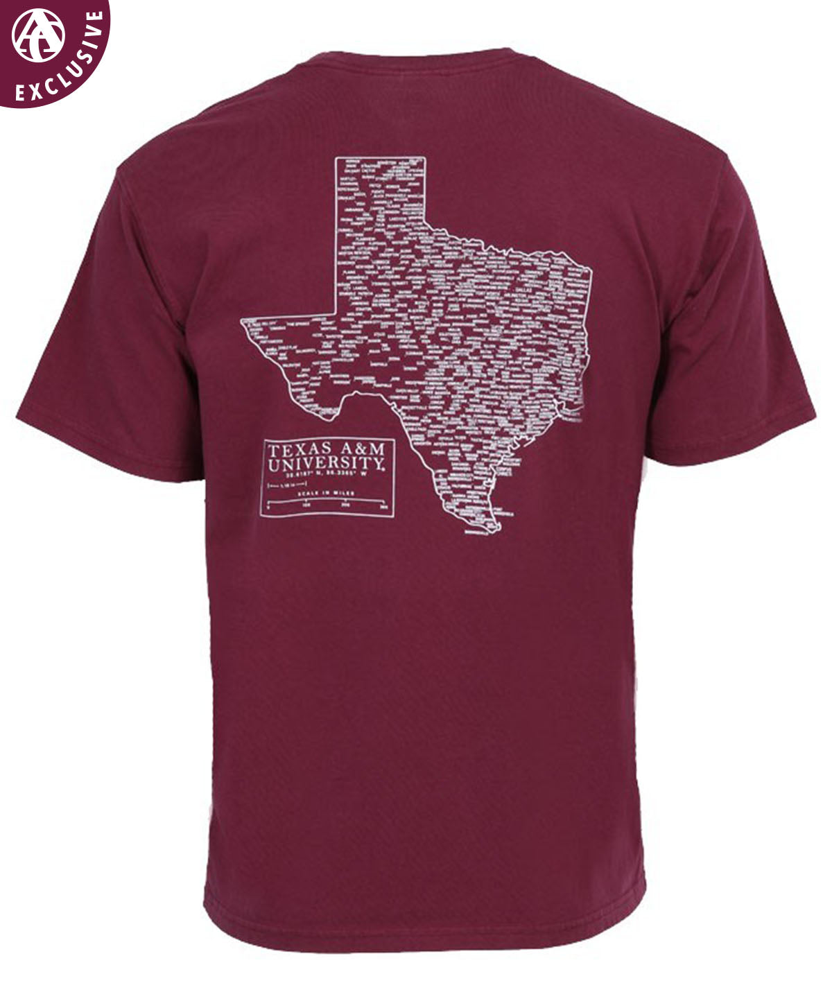 Texas A&M City Town Coordinates T-Shirt
