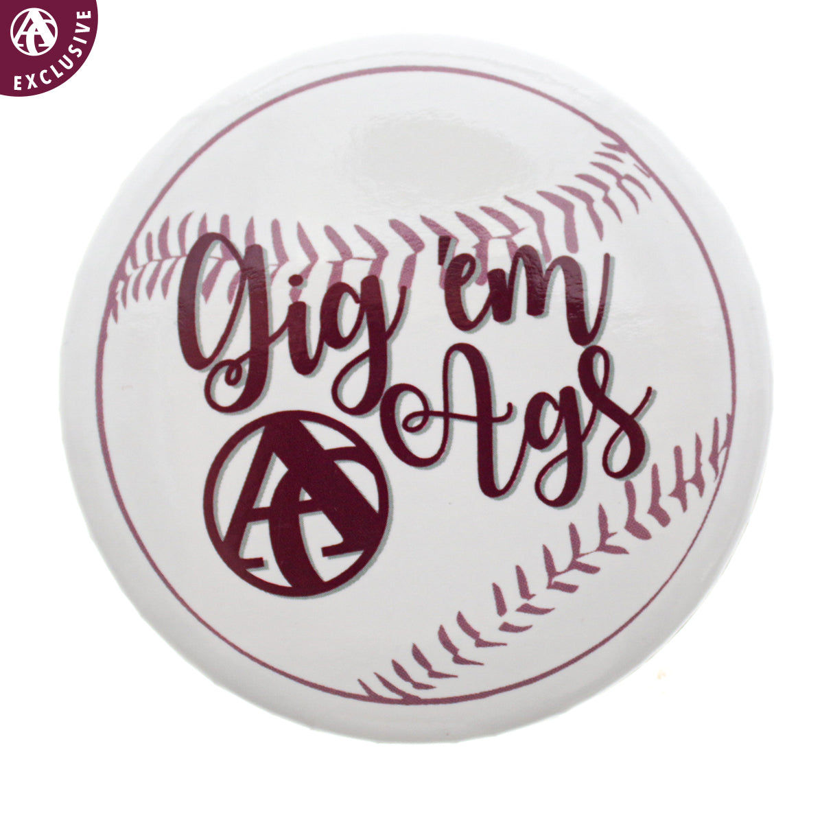 Gig 'Em Ags Baseball Button