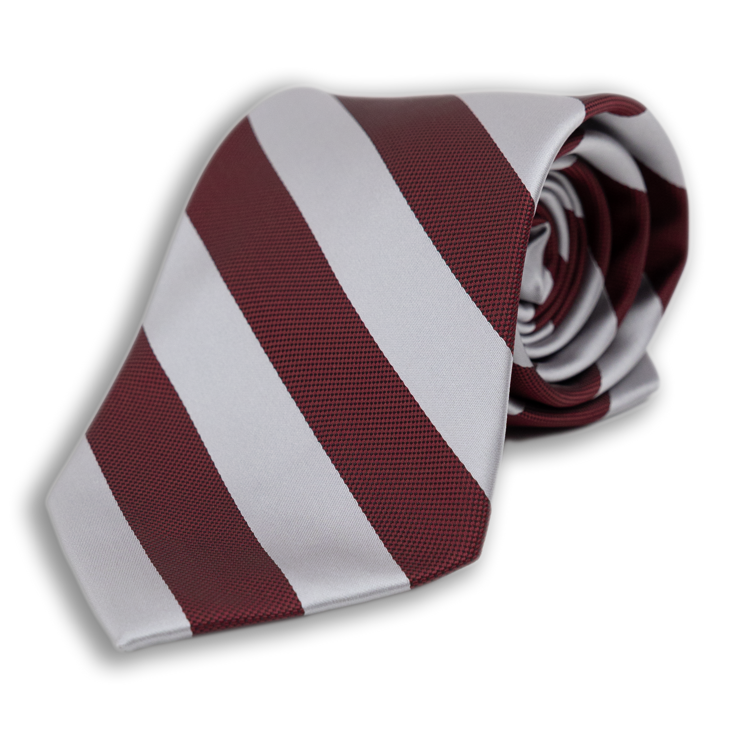 Maroon And Gray Striped Necktie