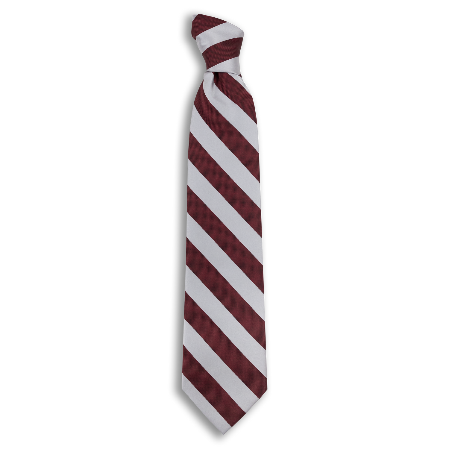 Maroon And Gray Striped Necktie