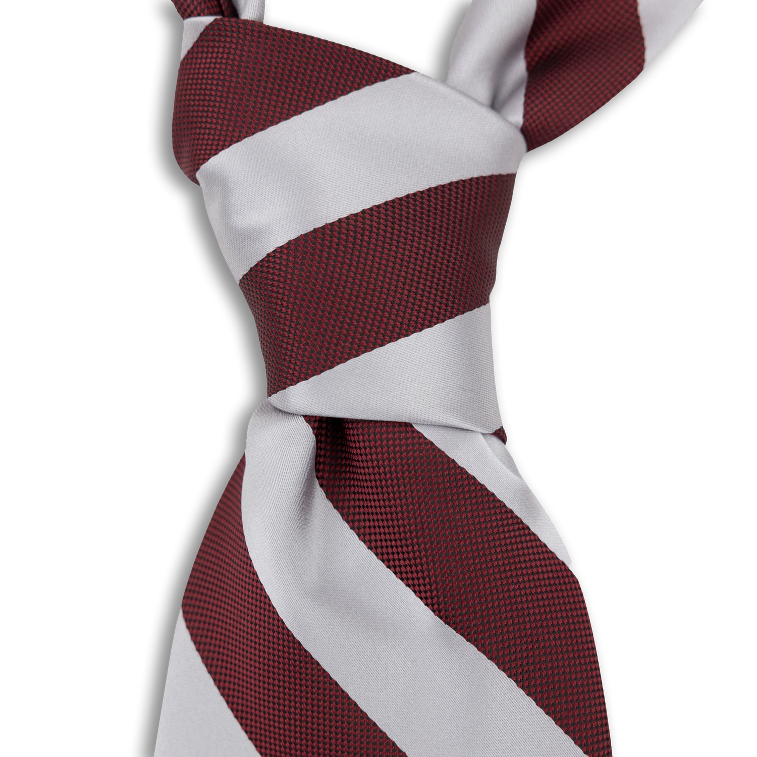 Maroon And Gray Striped Necktie