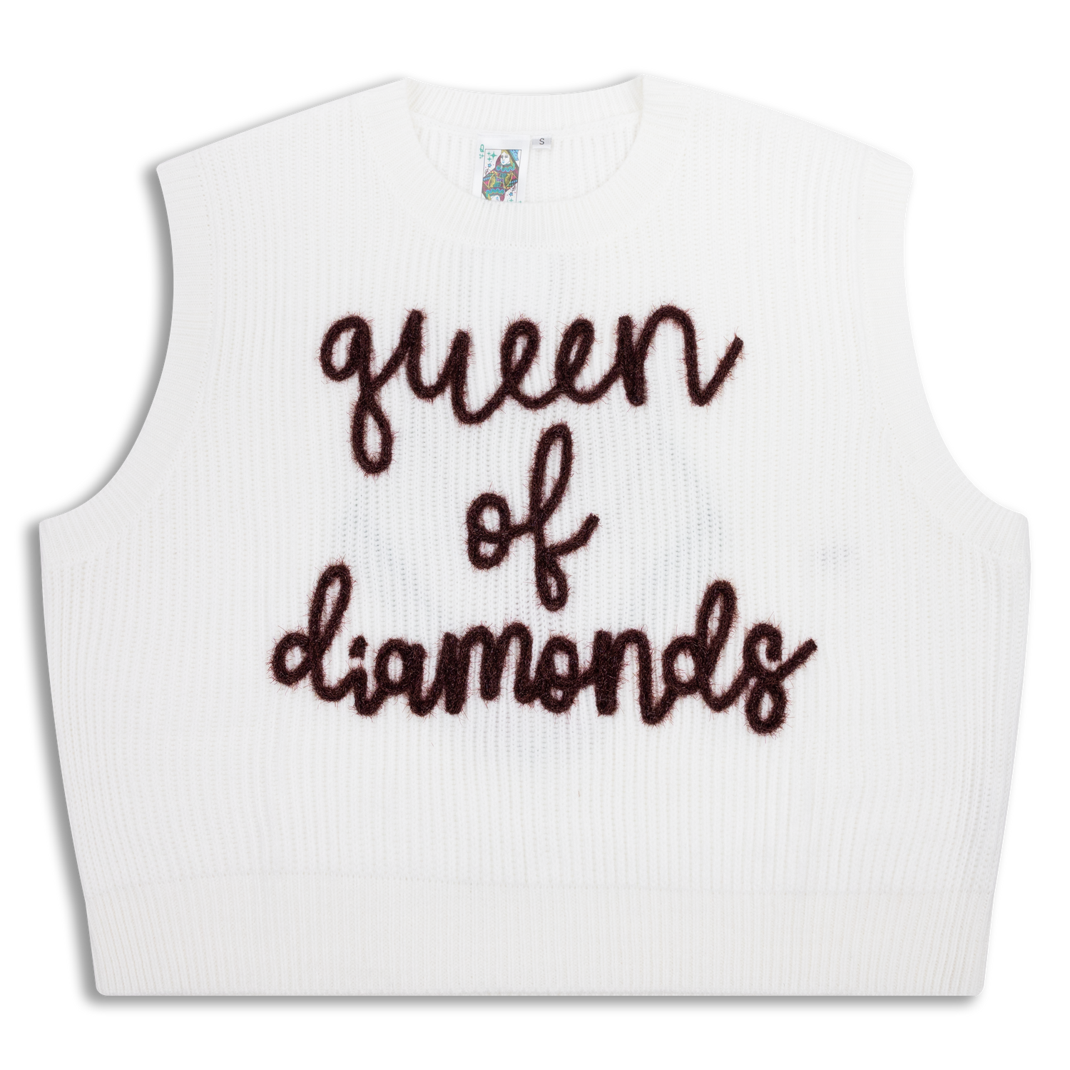 Queen of Sparkles White Baseball Sweater Crop Top