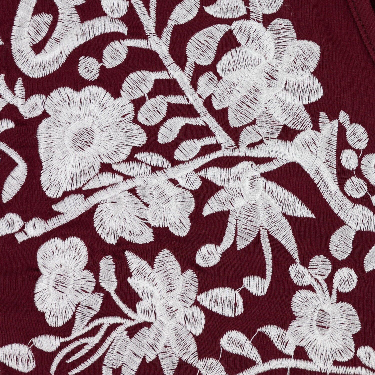 Floral Embroidered Peek-A-Boo Maroon Blouse