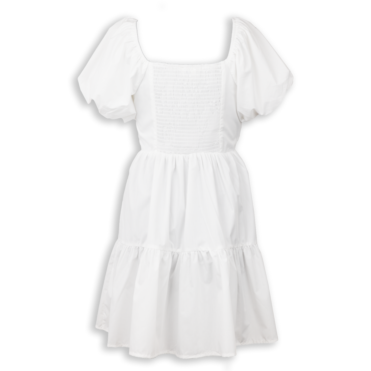 White Puff Sleeve Layered Dress