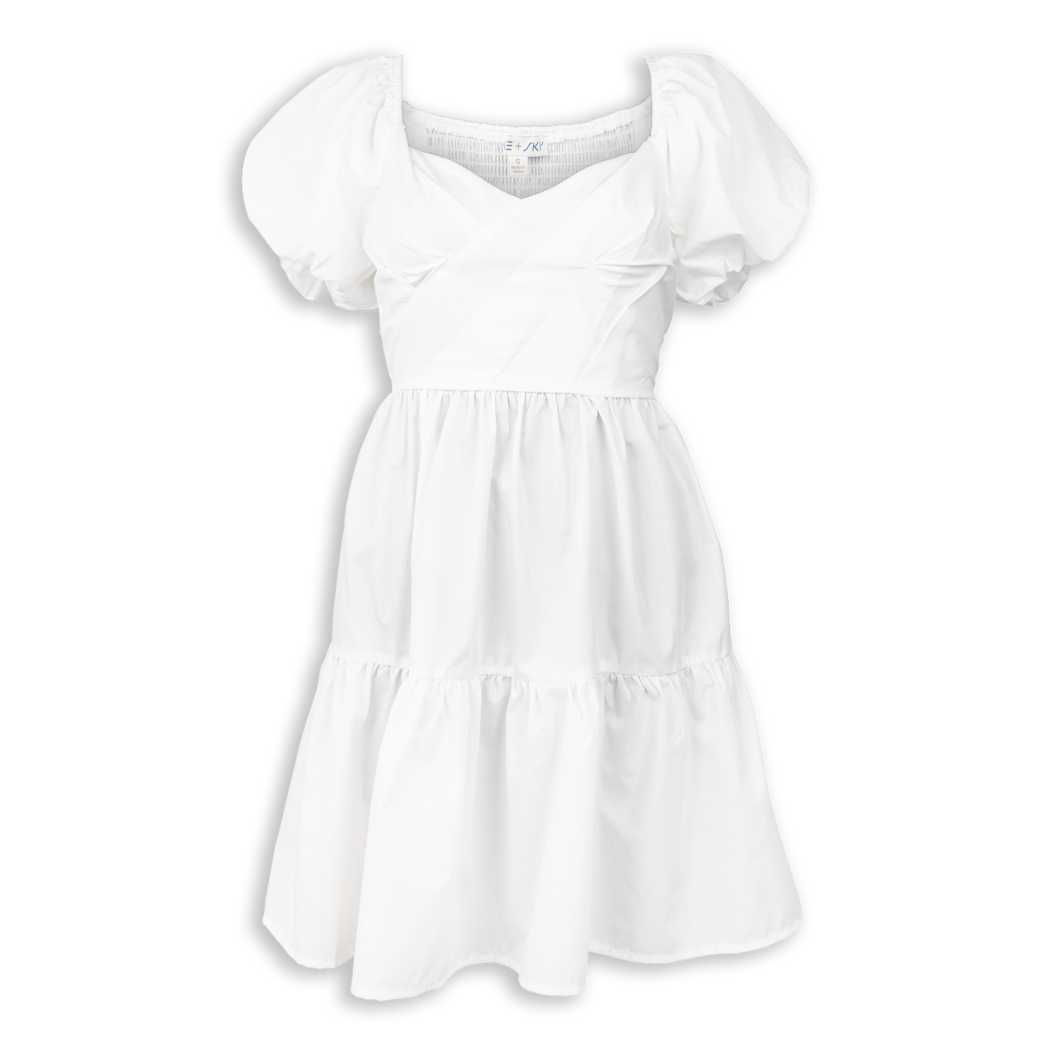 White Puff Sleeve Layered Dress