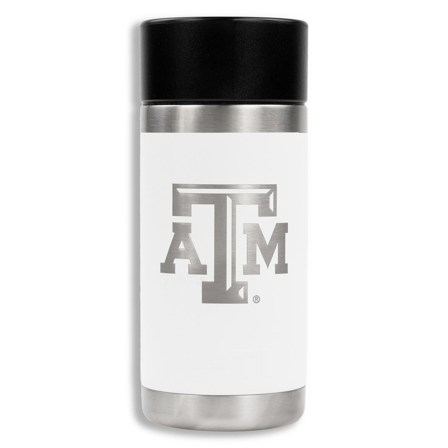 Texas A&M Block Logo Yeti White And Silver Rambler Bottle 12 Oz