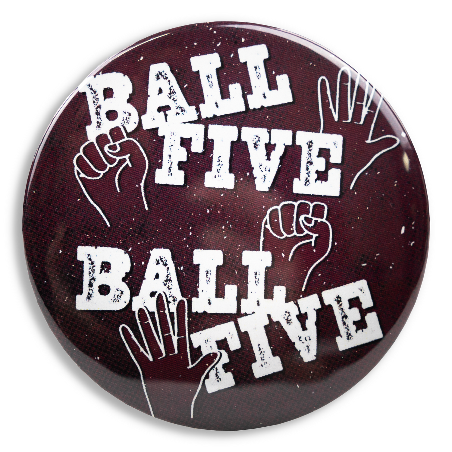 Ball Five Maroon Button