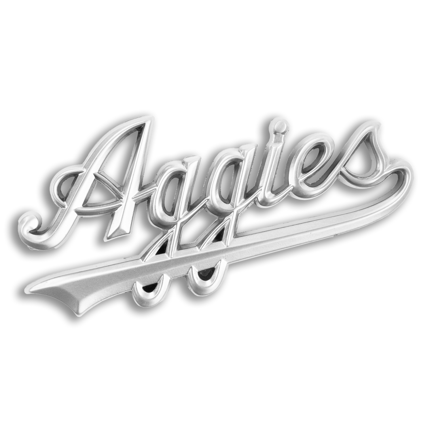 Aggies Script Silver Metal Emblem – Aggieland Outfitters