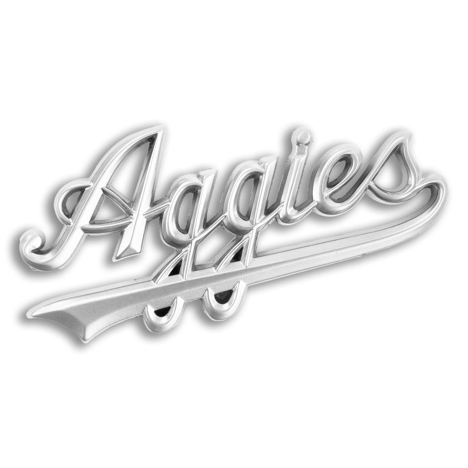 Aggies Script Silver Metal Emblem