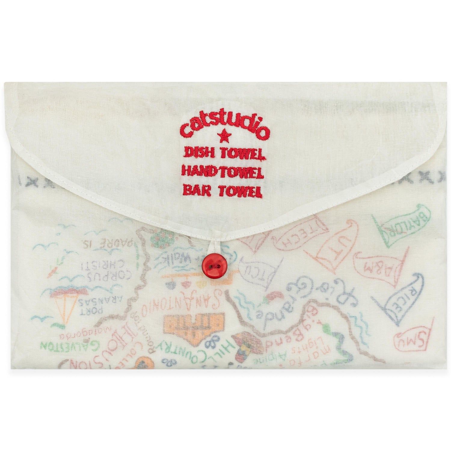 Texas Catstudio Embroidered Dish Towel