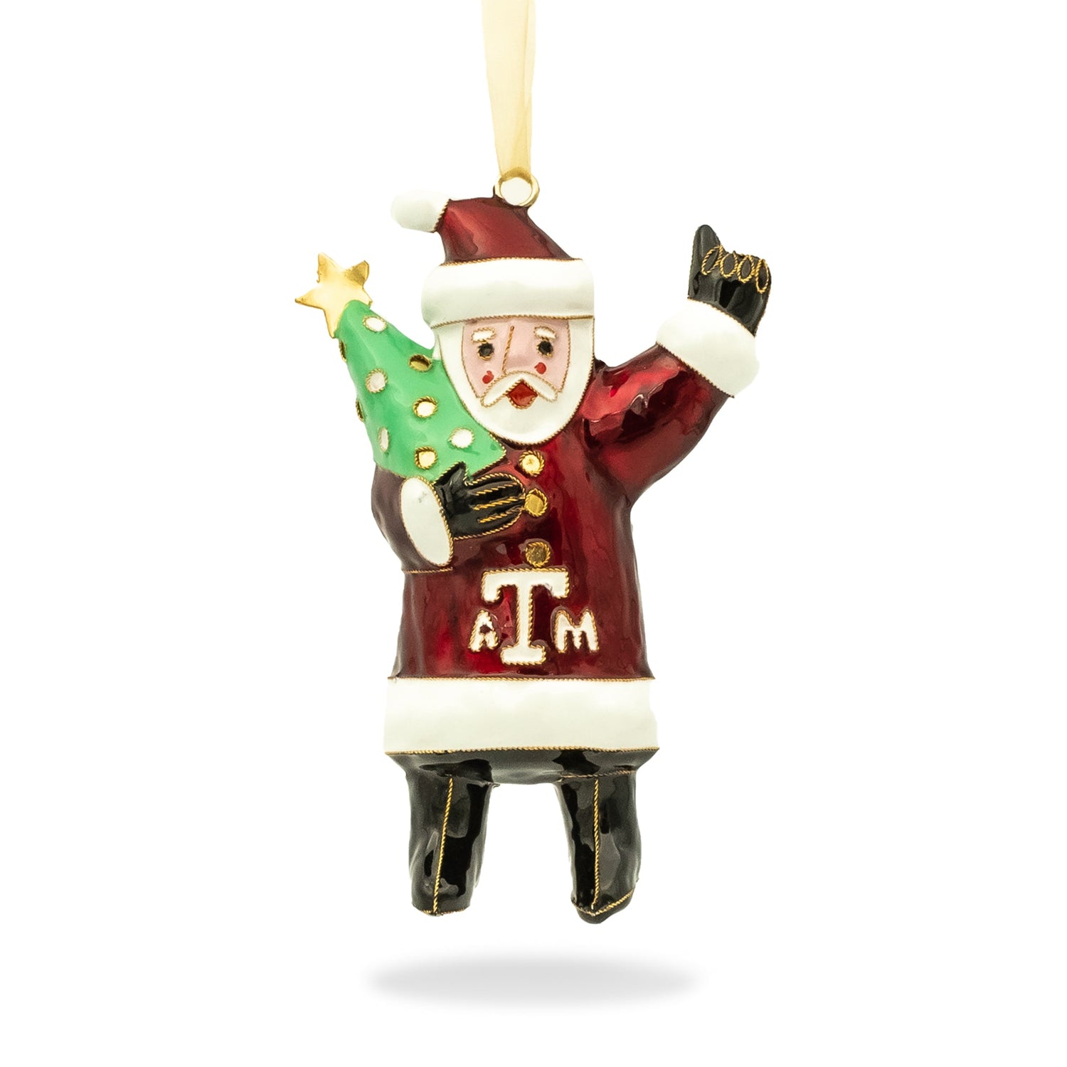 Texas A&M Kitty Keller Gig 'Em Santa Ornament