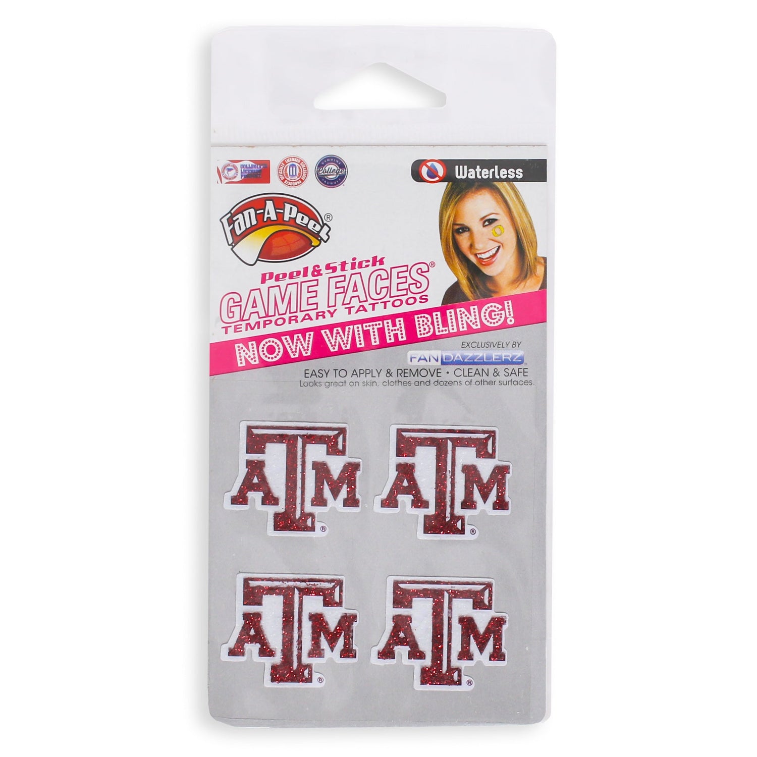 Texas A&M Game Face Temporary Tattoos 4 Pk