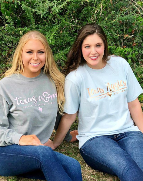 Texas A&M Aggie Girly Pink Long Sleeve T-Shirt
