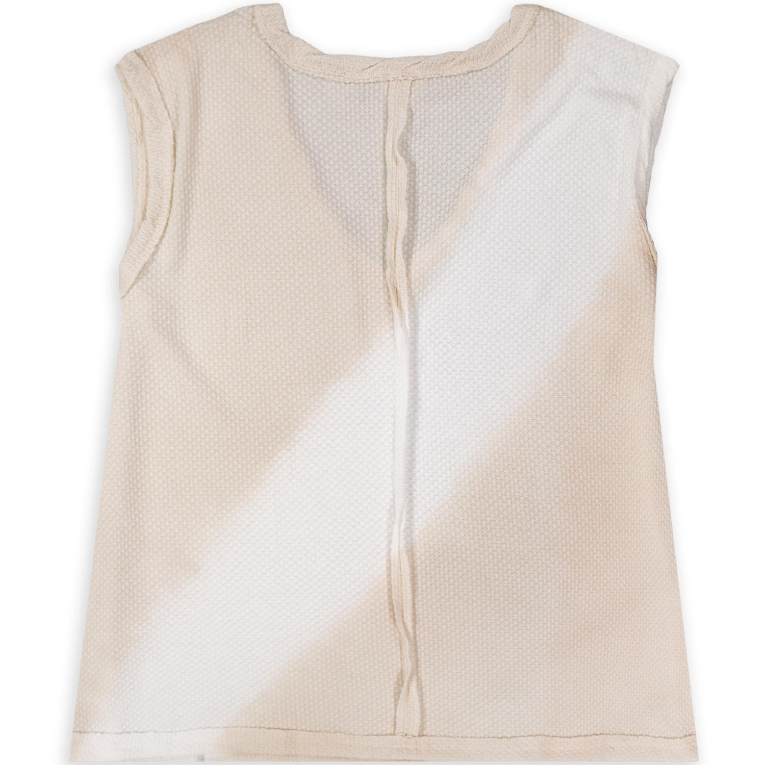 V Neck Waffle Sleeveless Taupe Top